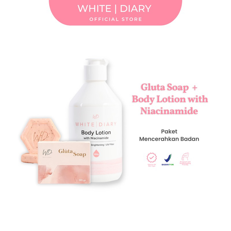 Jual White Diary [Paket Mencerahkan Badan] Gluta Soap + Niacinamide