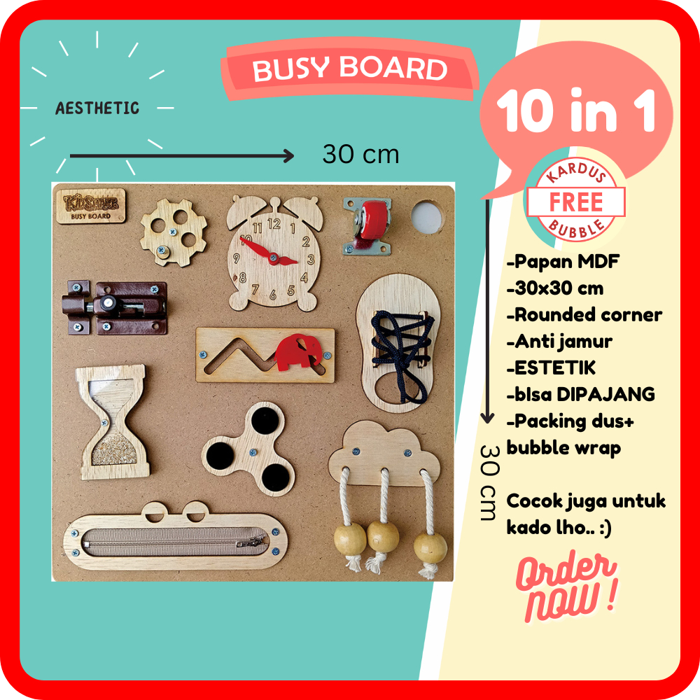 Jual Busy Board 10 in 1 Mainan Bayi dan Anak Montessori Fine Motoric ...