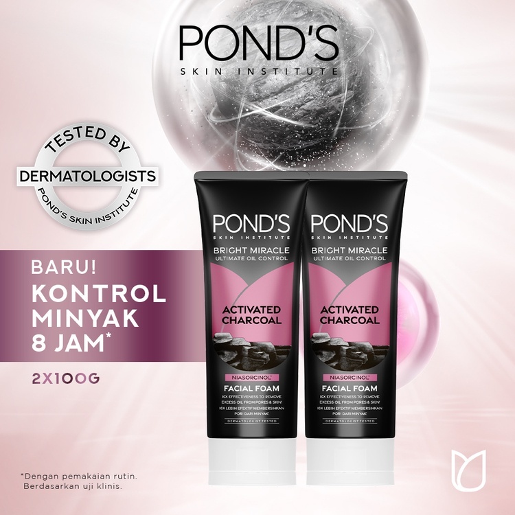 Jual Pond's Bright Miracle Ultimate Oil Control Facial Foam 2 X 100 Gr ...