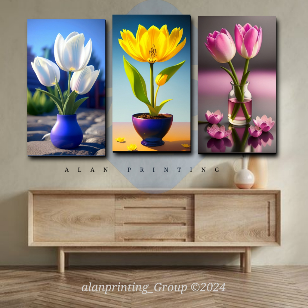 Jual HIASAN DINDING BUNGA FLOWER PLUS BINGKAI KAYU MDF 14X29 CM BJB ...