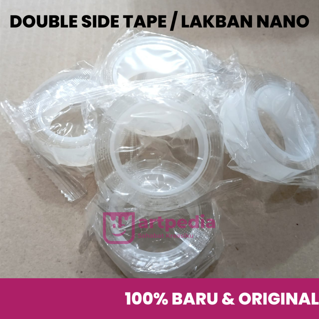 Jual DOUBLE TAPE NANO REUSEABLE / LAKBAN NANO / LAKBAN BENING DUA SISI ...