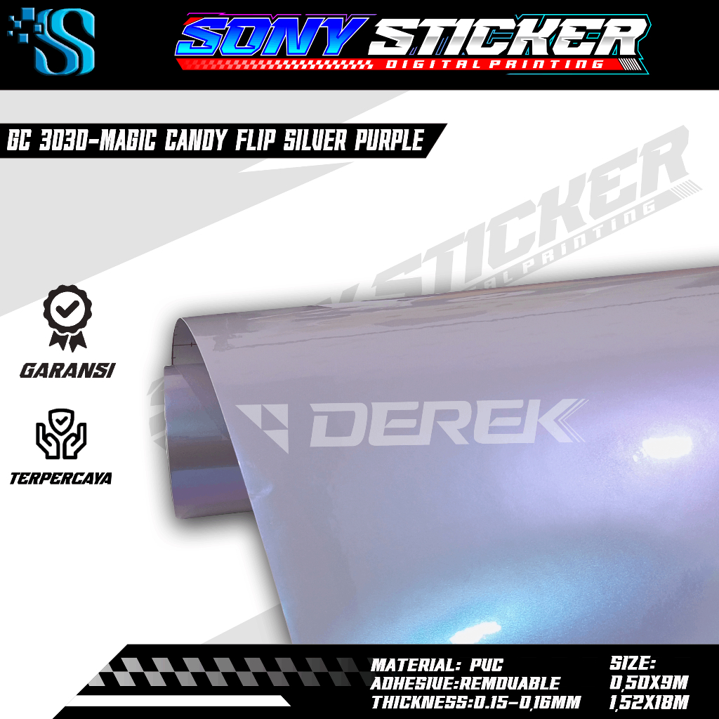 Jual Sticker Motor Vinyl Wrapping Derek Magic Candy Flip Silver Purple ...