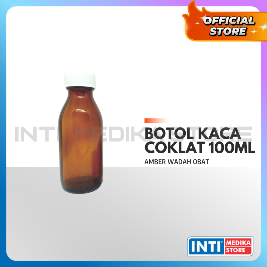 Jual RRC - Botol Kaca Amber Coklat 100ml | Wadah Obat + Tutup Plastik ...