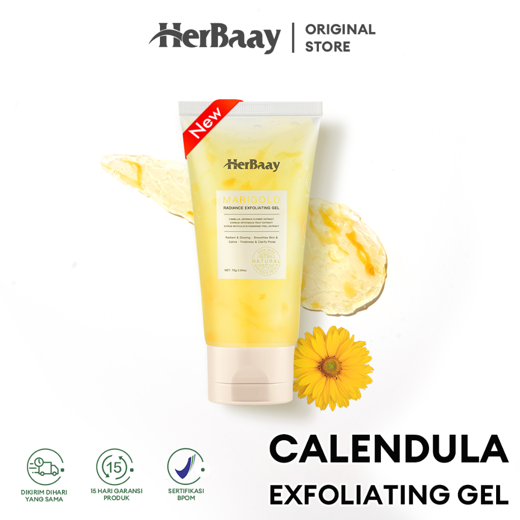 Jual [NEW] Herbaay Marigold Radiance Exfoliating Gel Gentle Calendula Face Scrub Brightening