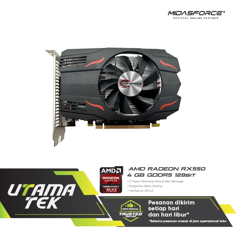 VGA AMD Midasforce RX550 GDDR5 128bit 4GB Garansi Tahun