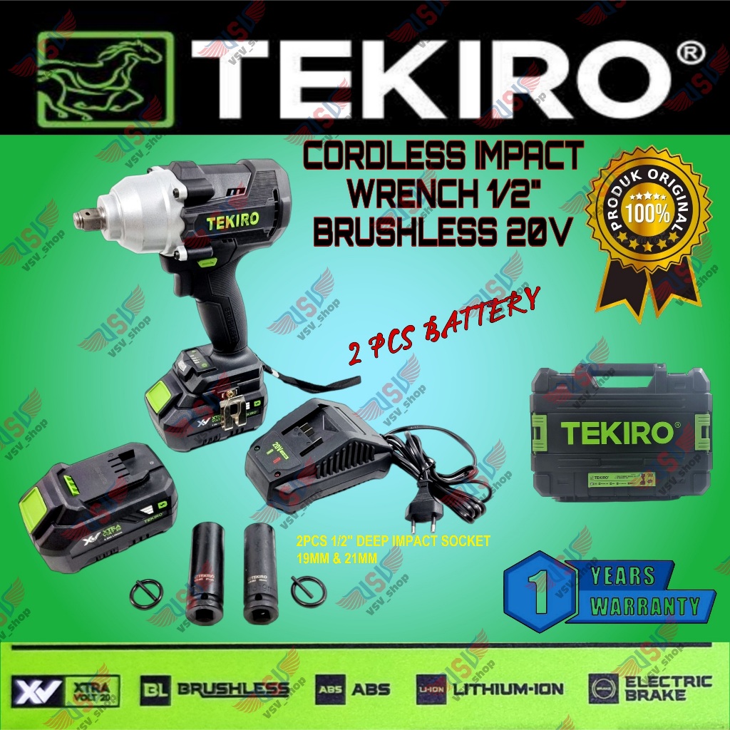 Jual TEKIRO Cordless Impact Wrench 1 2 Brushless 20V Alat Pembuka Baut 600NM Shopee Indonesia