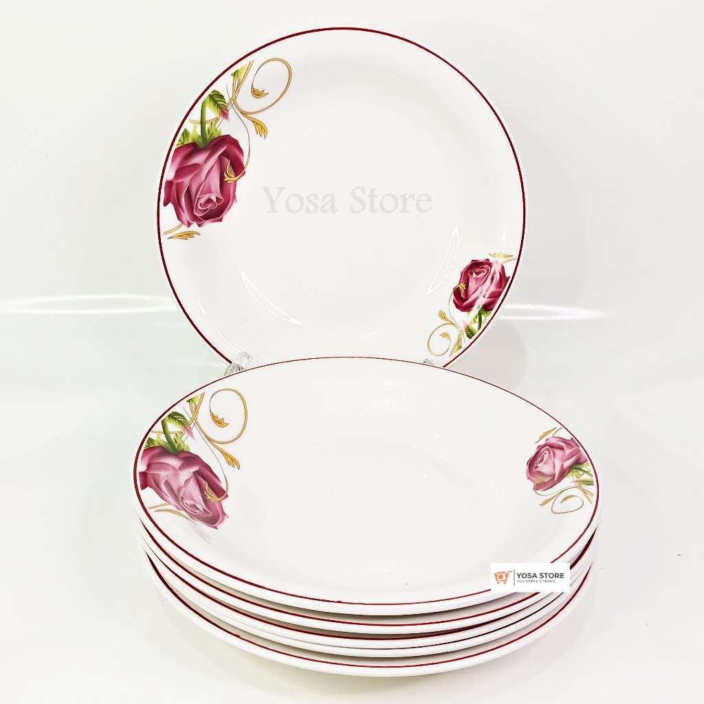 Jual Piring Makan Keramik Cekung Motif Kpo Mawar Pink 23cm 6 Pc Hw Shopee Indonesia 1859