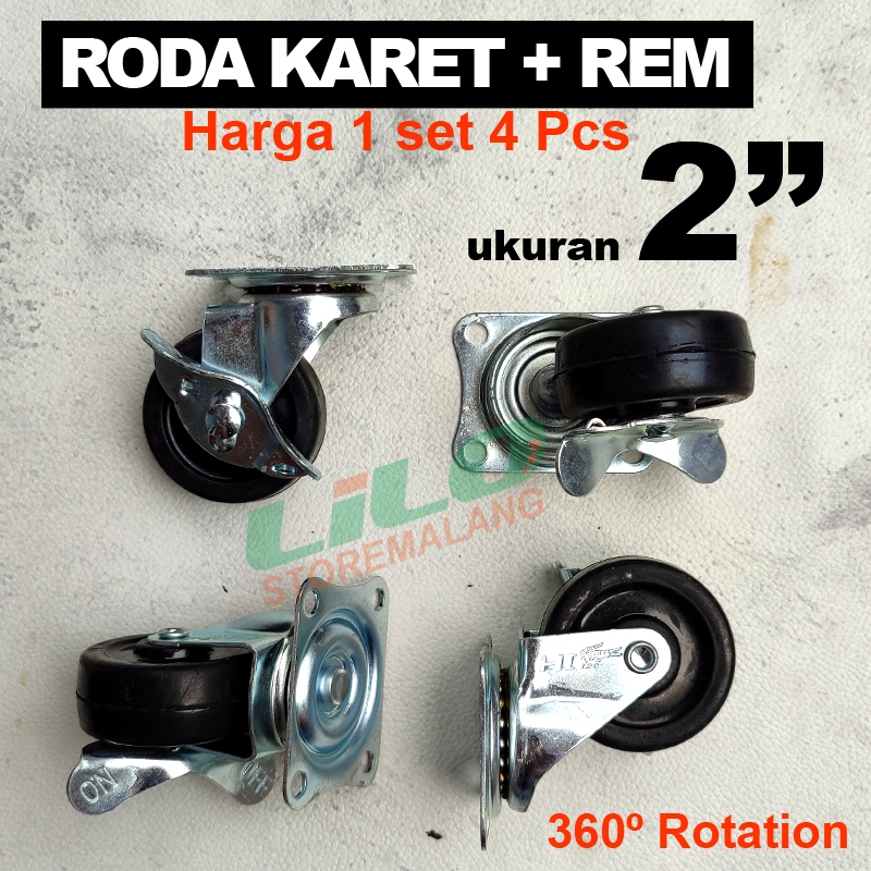 Jual Roda Kaster troli Kastor KARET hidup + REM 2