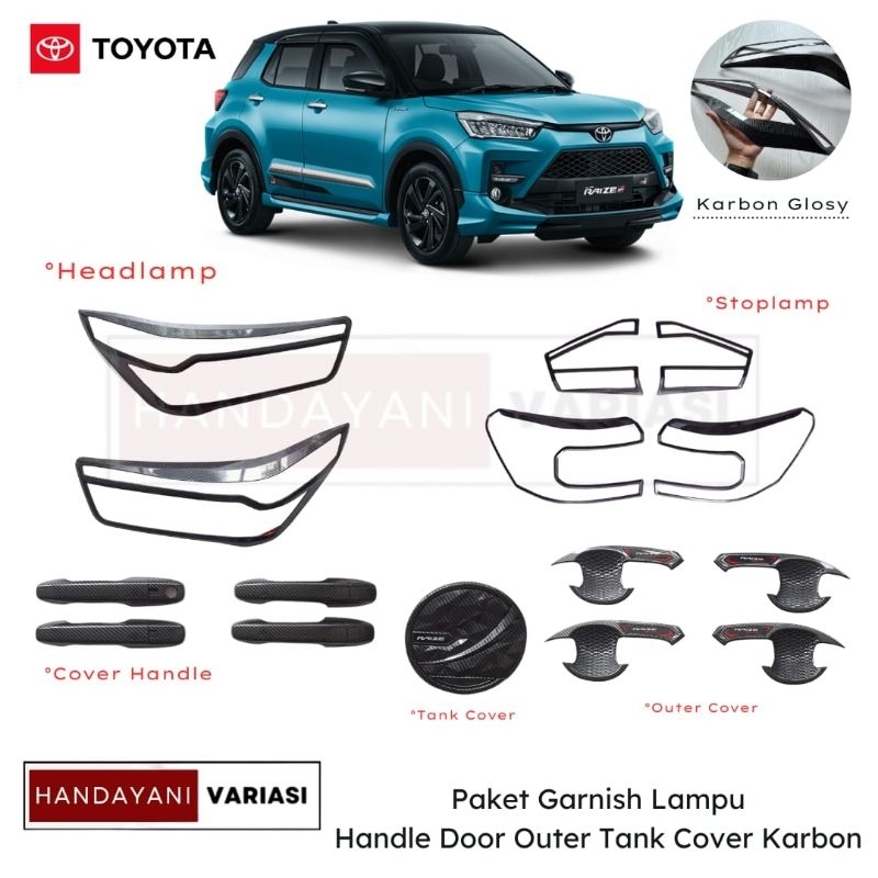 Jual Paket Garnish Outer Handle Tank Cover Toyota Raize Karbon Shopee Indonesia