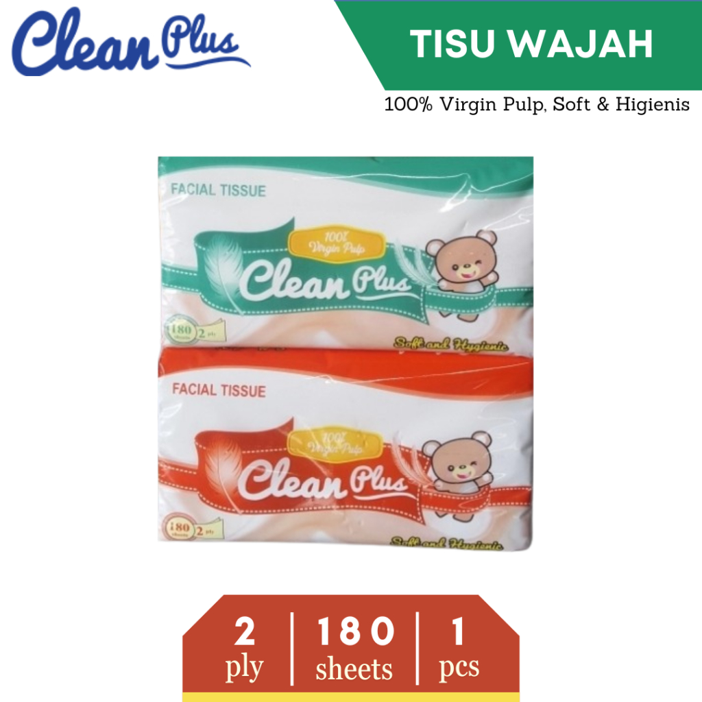 Jual Tisu Clean Plus 180sheet 2ply Facial Tissue 1 Pcs | Shopee Indonesia