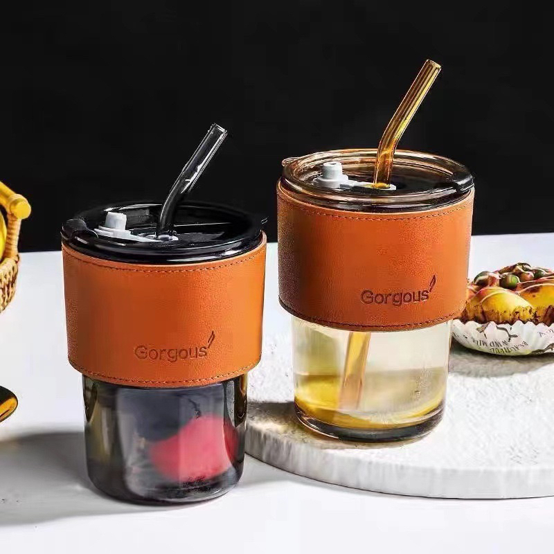 Jual Tumblr Gelas Kaca Georgous 400ml Sedotan dan Tutup Gelas Kopi ...