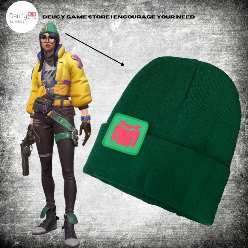 Game VALORANT Killjoy Hats Figure Cosplay Hip Hop Hat Knitted Green
