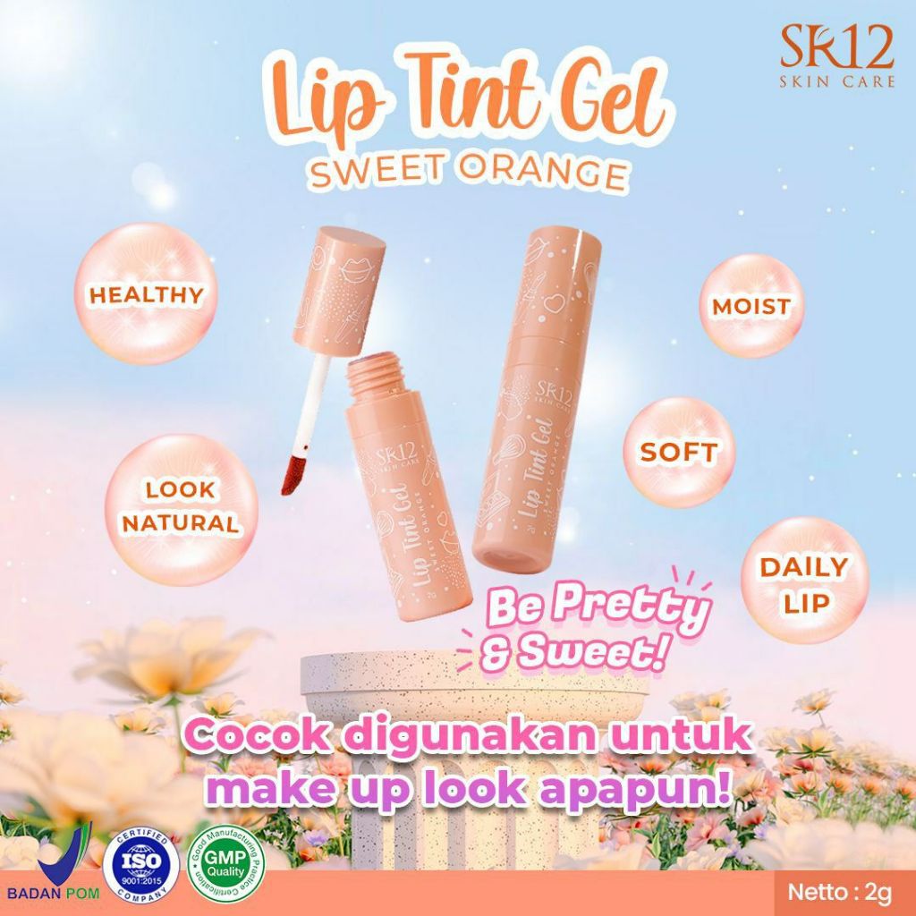 Jual Lip Tint Gel SR12 Sweet Orange Tekstur Ringan Awet Tahan Lama