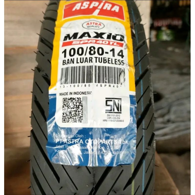 Jual Ban Luar 100/80 14 Aspira Maxio SPR40 Tubeless | Shopee Indonesia