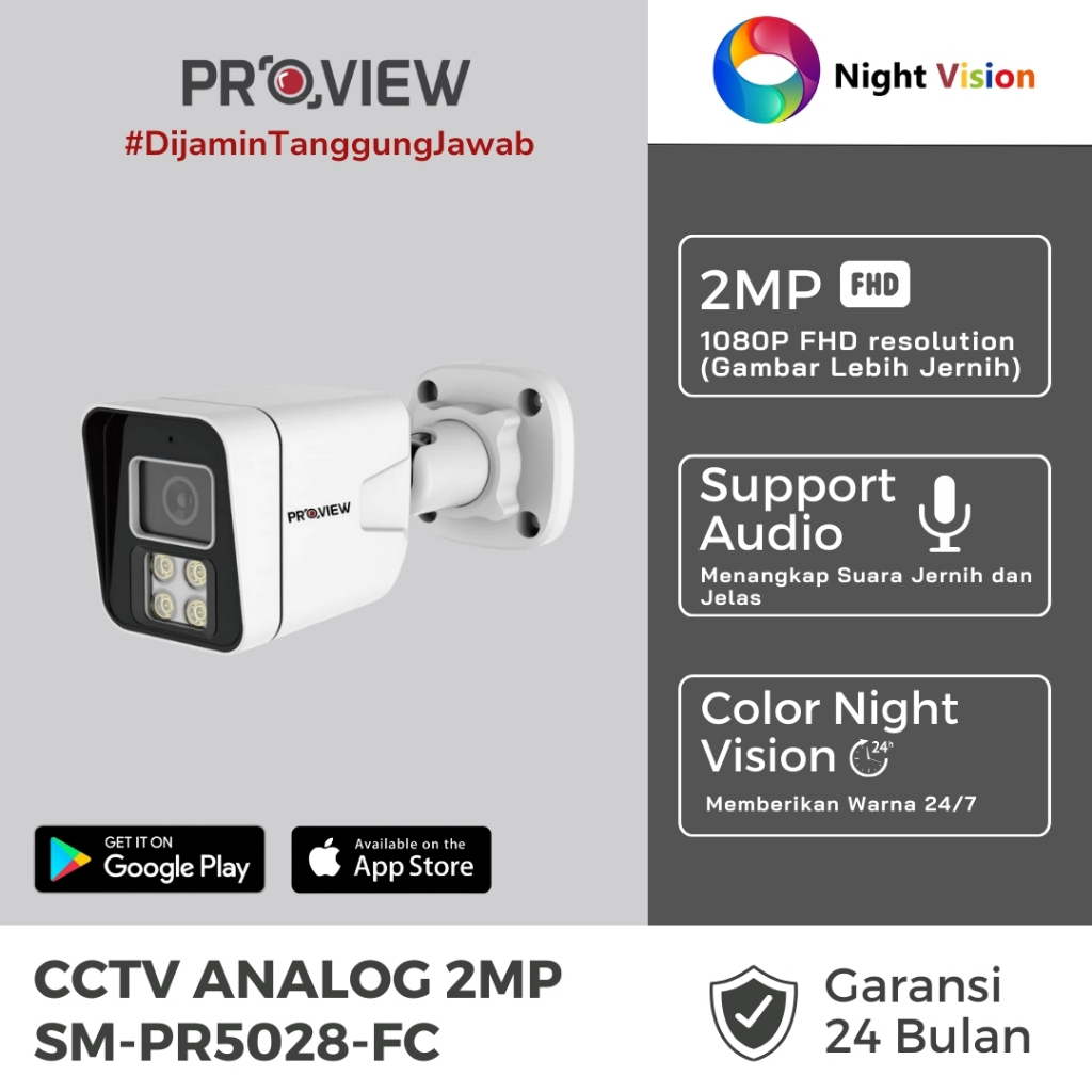 Jual Proview Analog Outdoor Camera 2MP 1080p HD IP66 Night Vision With ...