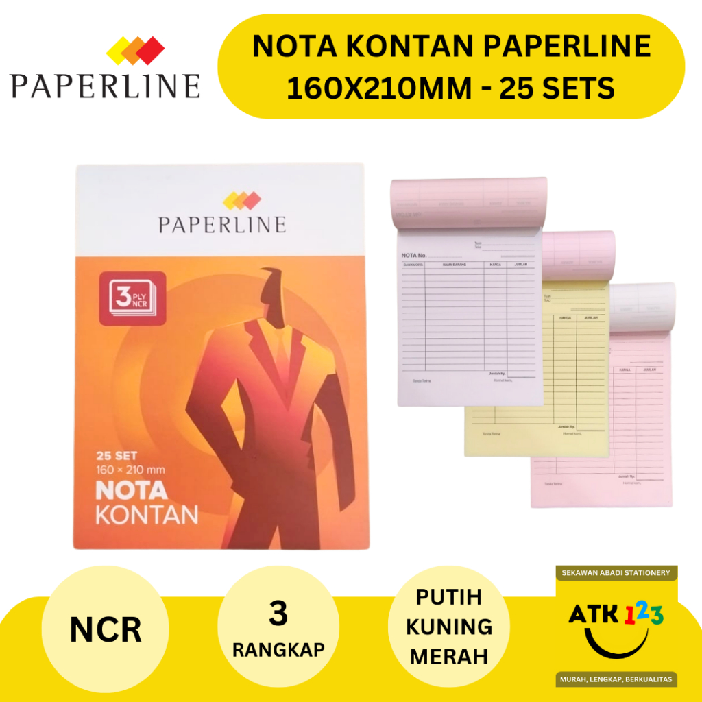 Jual Nota Besar 3 Ply NCR Merk Paperline / Rankap 3 / Putih Merah ...