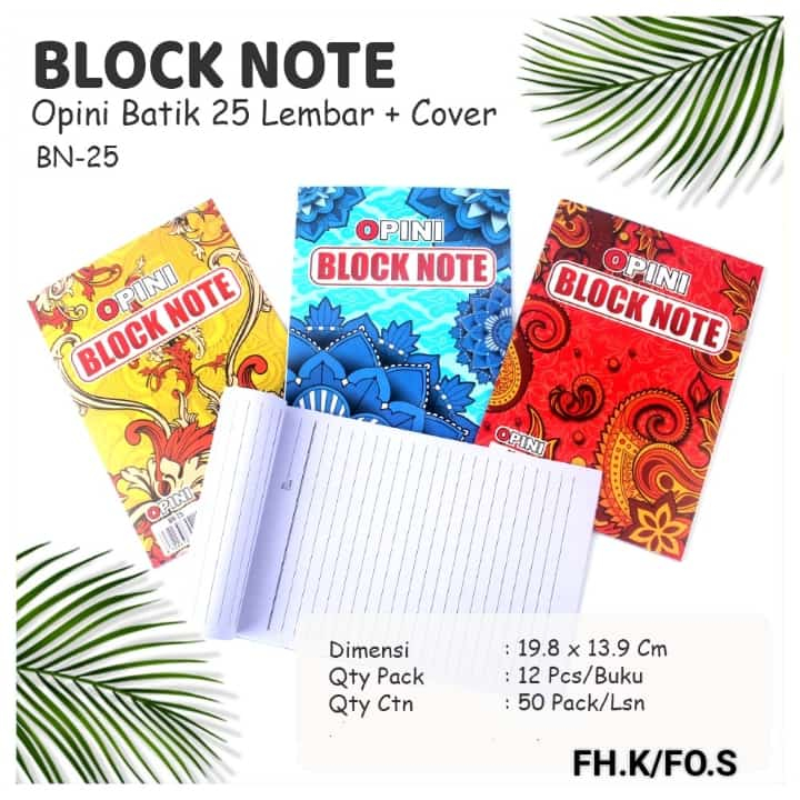 Jual (1 Lusin/ 12 Notes) Buku Notes Catatan A5 Block Note Office Opini ...