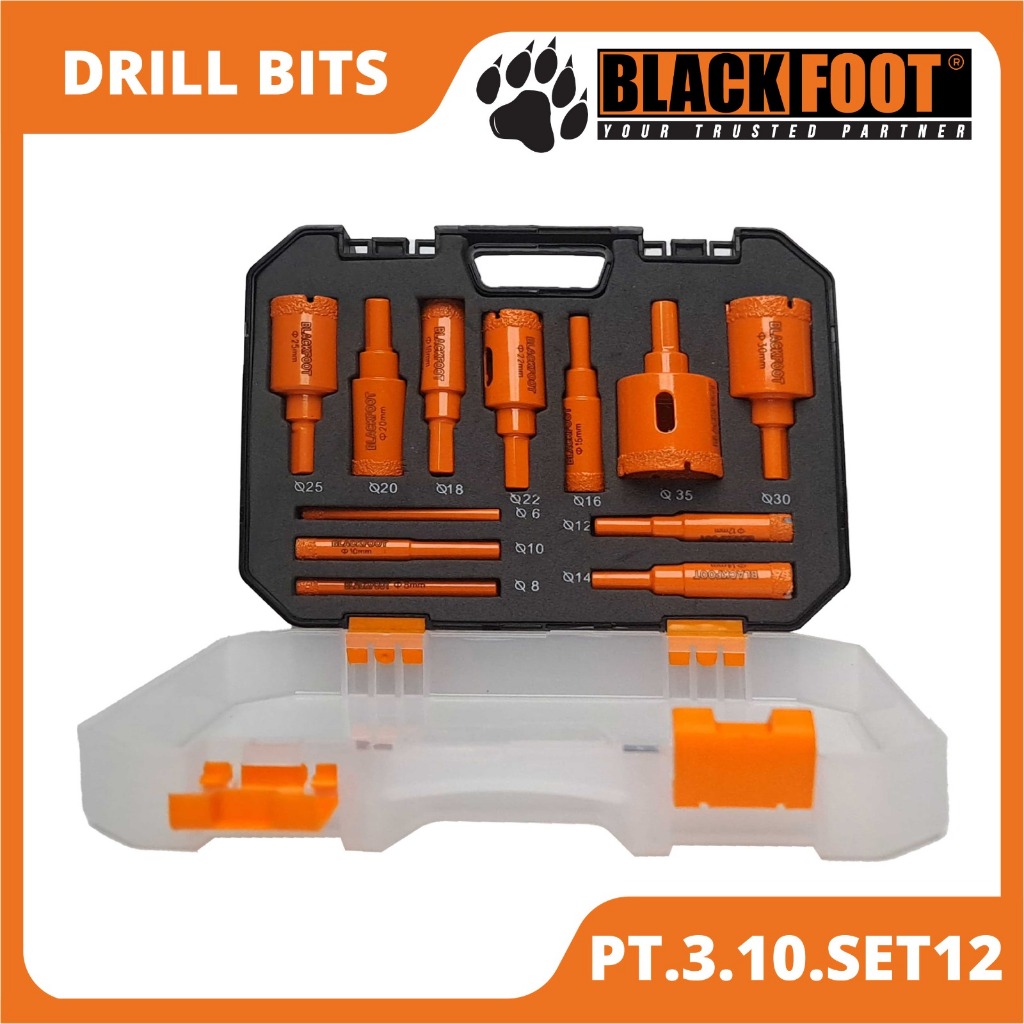 Jual BLACKFOOT MATA BOR GRANIT DIAMOND CORE BIT SET ISI 12 PCS 6 - 35 ...
