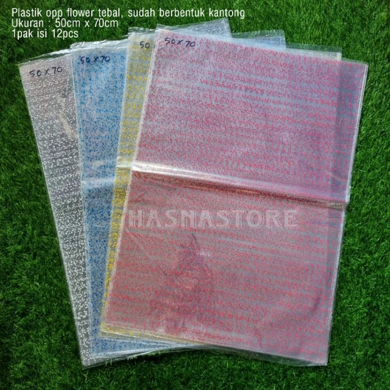 Jual Opp flower ukuran 50x70 plastik parcel plastik snack isi 12pcs ...