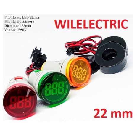 Jual Pilot Lamp Indicator LED AMPER METER AMPERMETER 22mm 22 mm BULAT ...