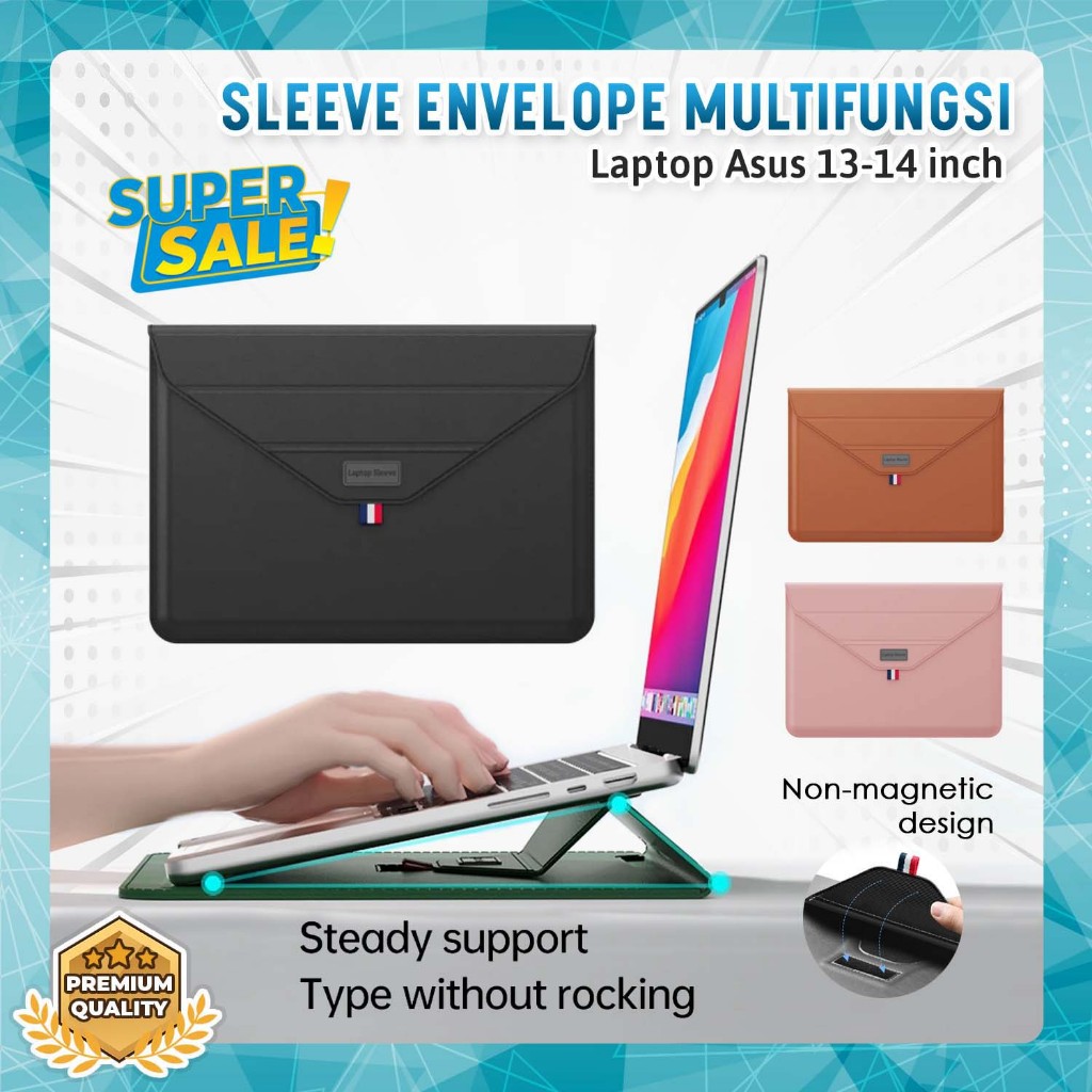 Tas Laptop Asus 13 14 inch Vivobook Zenbook Sleeve Envelope Bag Stand Case  Leather Handbag Sarung Amplop Casing Storage Mousepad Waterproof Tas Kulit 