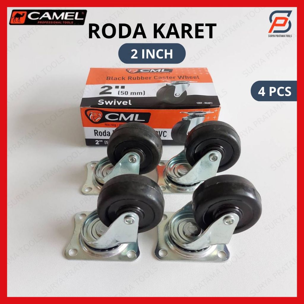 Jual Roda Etalase Karet 2 Inch 1 Set 4 Pcs Roda Caster Gepeng Karet ...