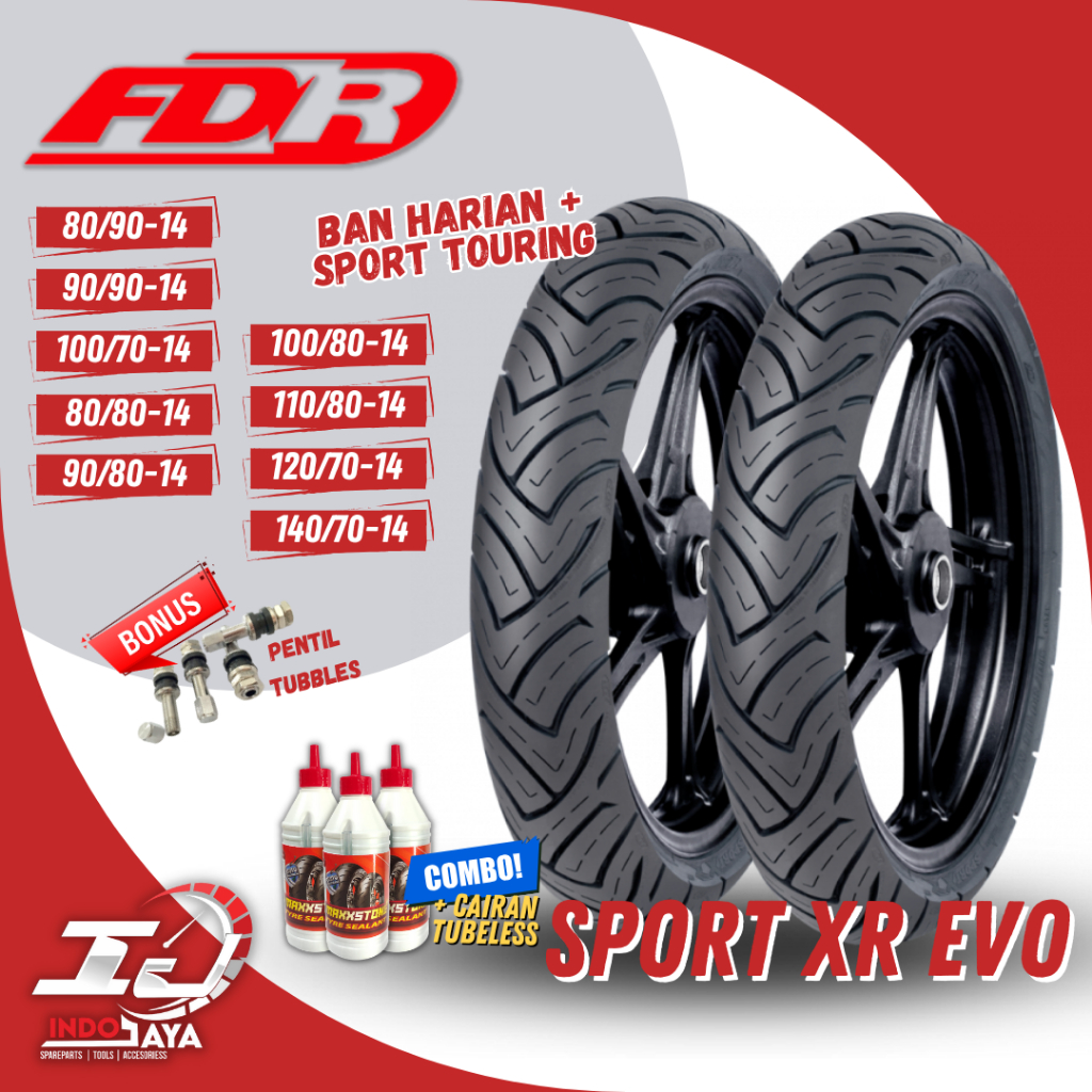 Jual (FREE PENTIL + WRAPPING) BAN FDR SPORT XR EVO TUBELESS (80/80 - 90 ...