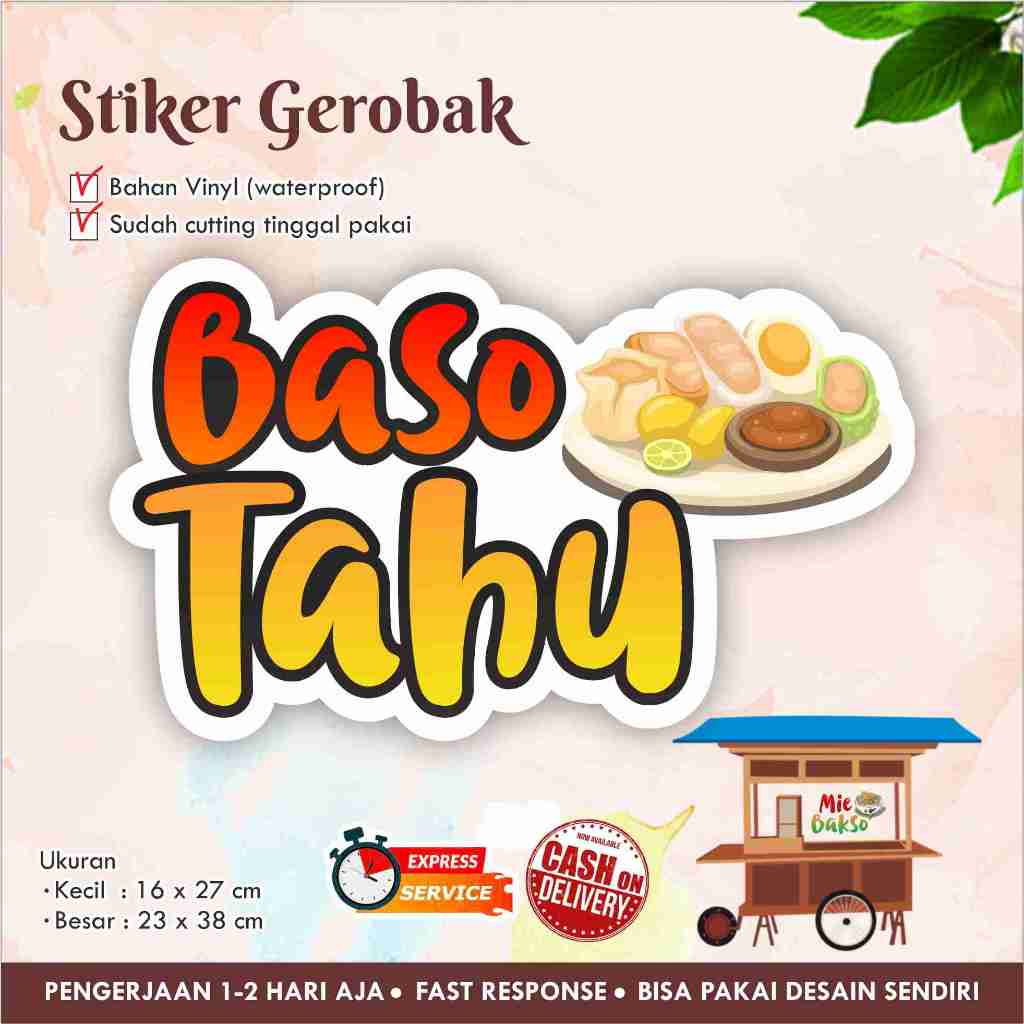 Jual Stiker Kaca Gerobak Vinyl Baso Tahu Label Makanan Shopee Indonesia