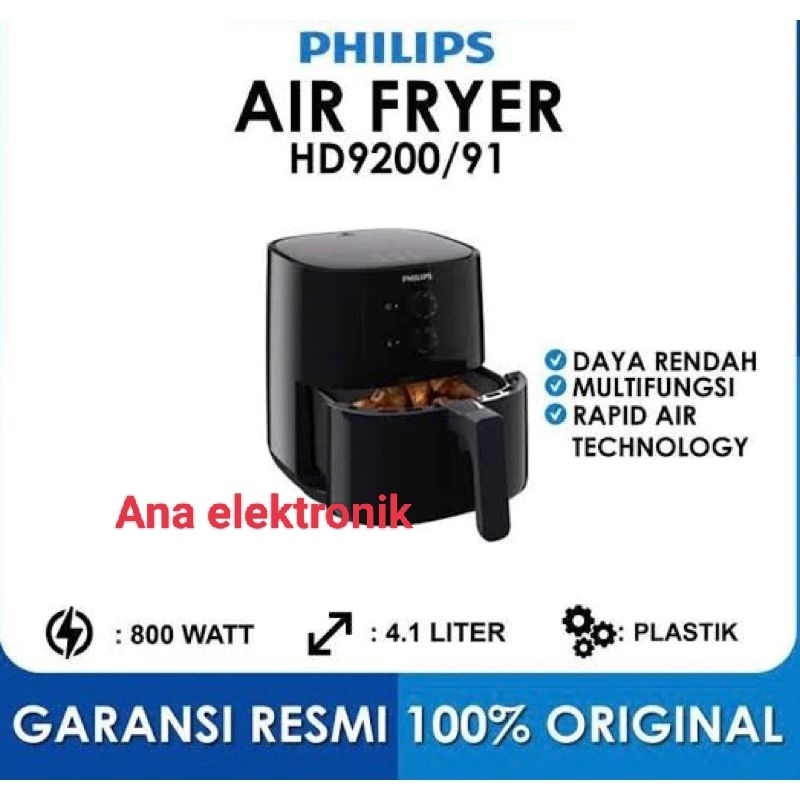 Jual AIR FRYER PHILIPS HD9200 LOW WATT 4LITER GARANSI RESMI BATAM ...