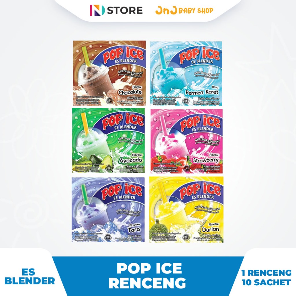 Jual Pop Ice Renceng Renteng Isi 10 Sachet Cokelat Strawberry Avocado