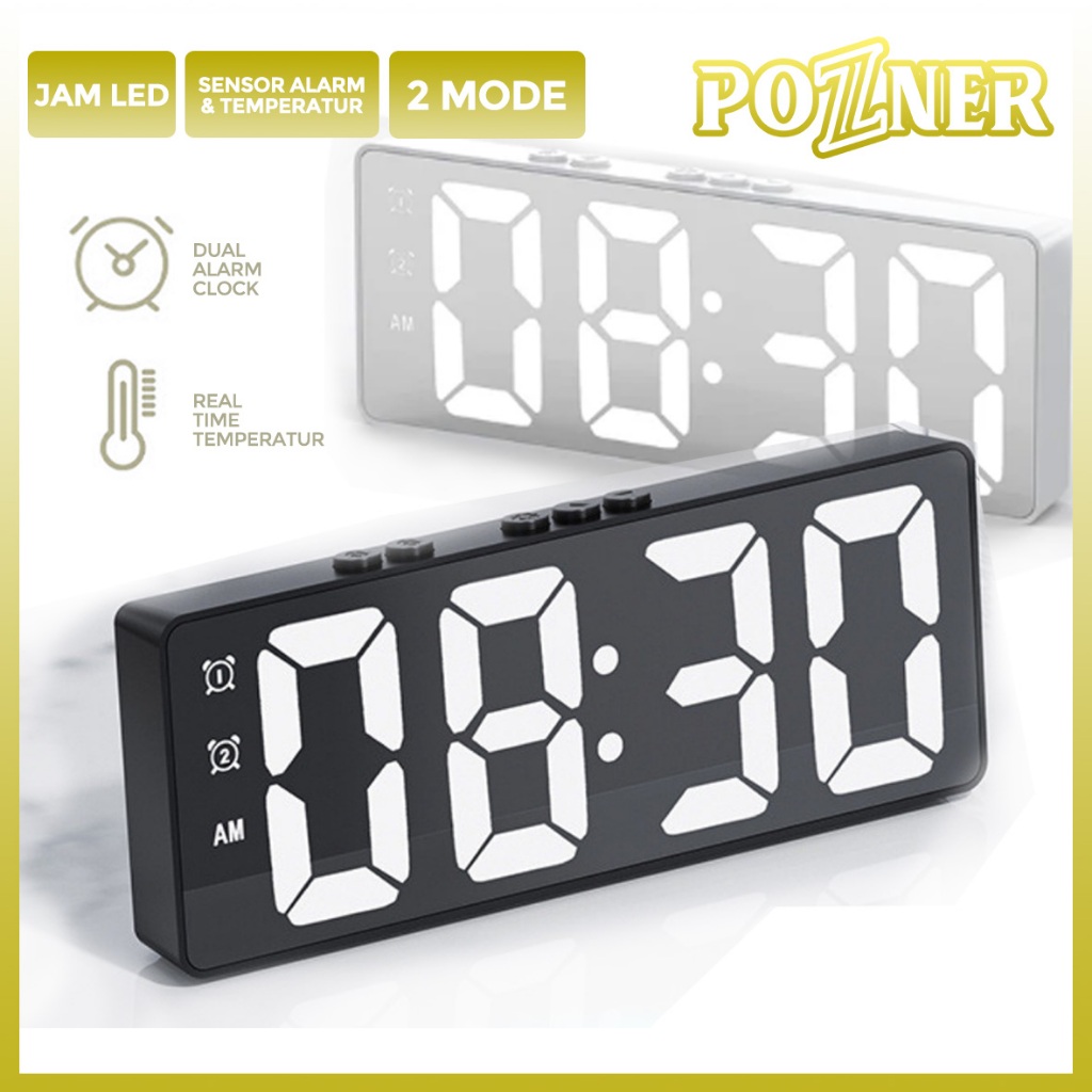 Jual Jam Meja Mirror Alarm Clock Jam LED Jam Digital Voice Control ...