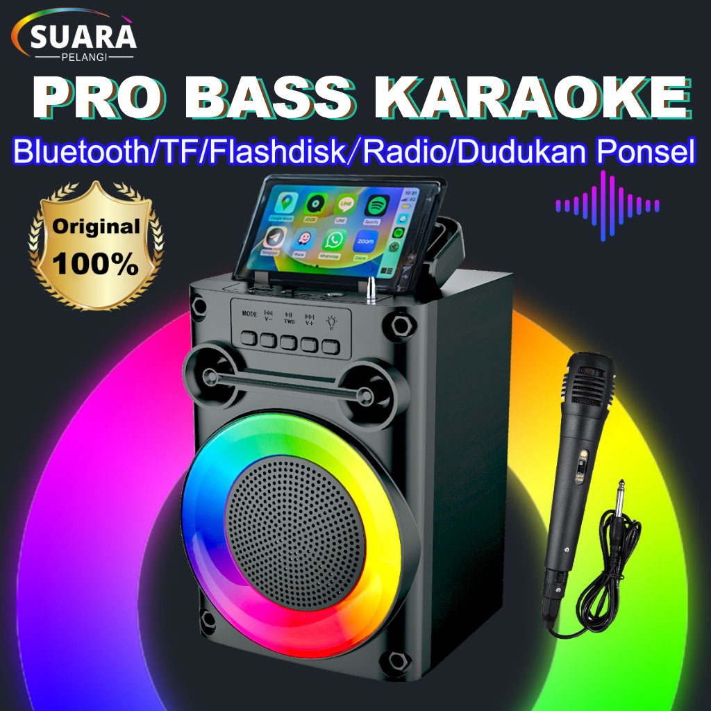 Jual 【PRO BASS】Speaker Bluetooth Karaoke Protable Super Bass Advance