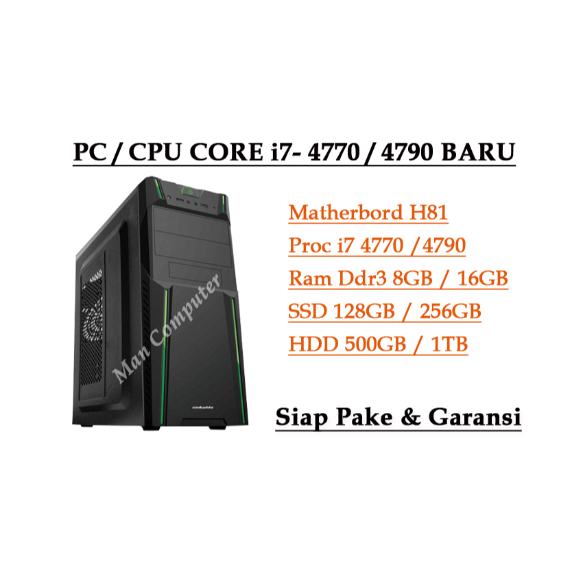 Jual PC CPU Rakitan Core I7 4770 4790 BARU Casing Simbada Shopee Indonesia