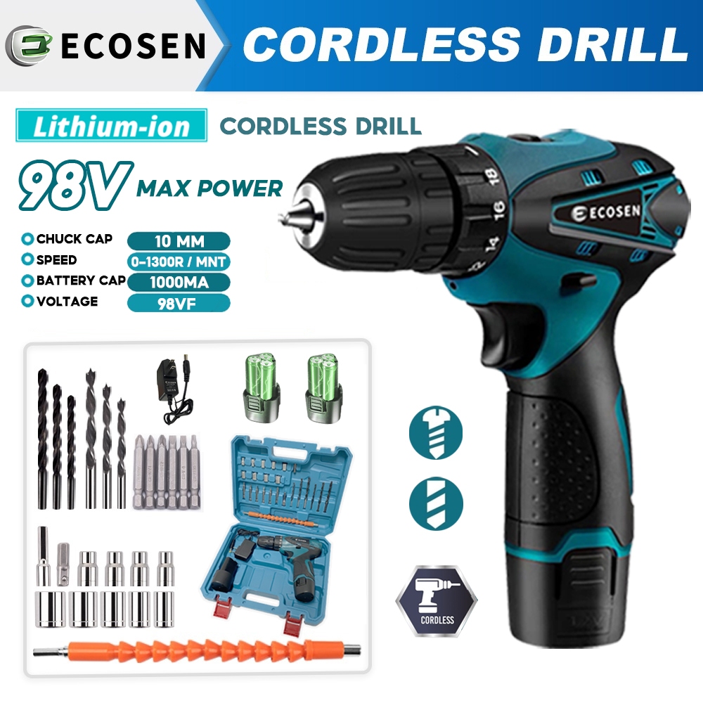 Jual Mesin Bor Baterai Tangan Cordless Drill Battery Ecosen Bor Cas