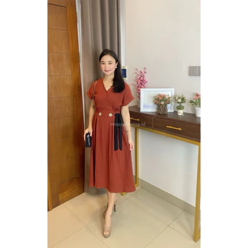 Meganshoping Gladys Dress Midi Casual Gaya Korea Fashion Wanita