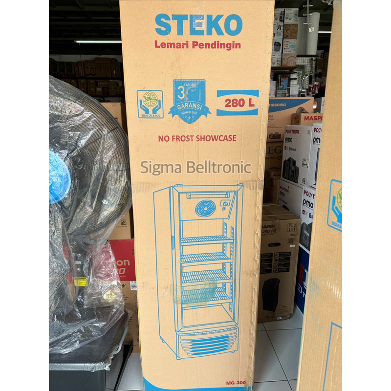 Jual Showcase Steko MG-300. Kapasitas 280 liter. 6 Rak. Tanpa bunga es ...