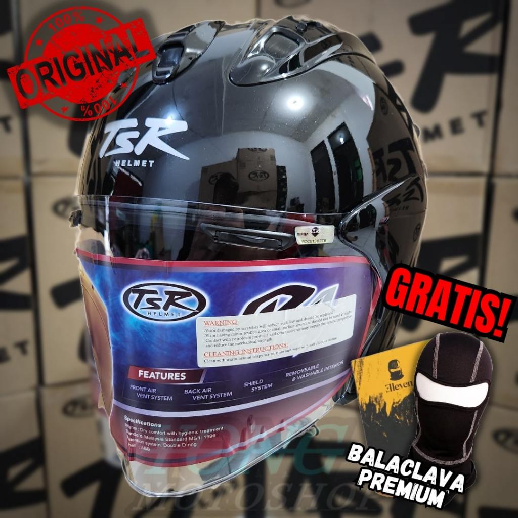 Jual Helm TSR VZ RAM Hitam Glass Black Original Half Face TSR Helmet Ram5 Shopee Indonesia