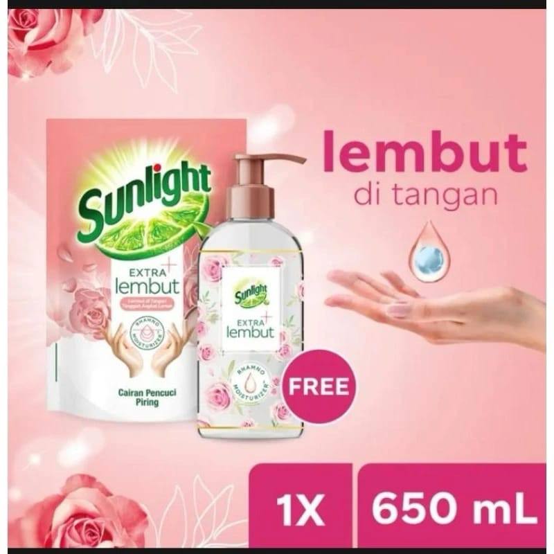 Jual Sunlight Extra Lembut Pencuci Piring 650ml Free Botol | Shopee ...