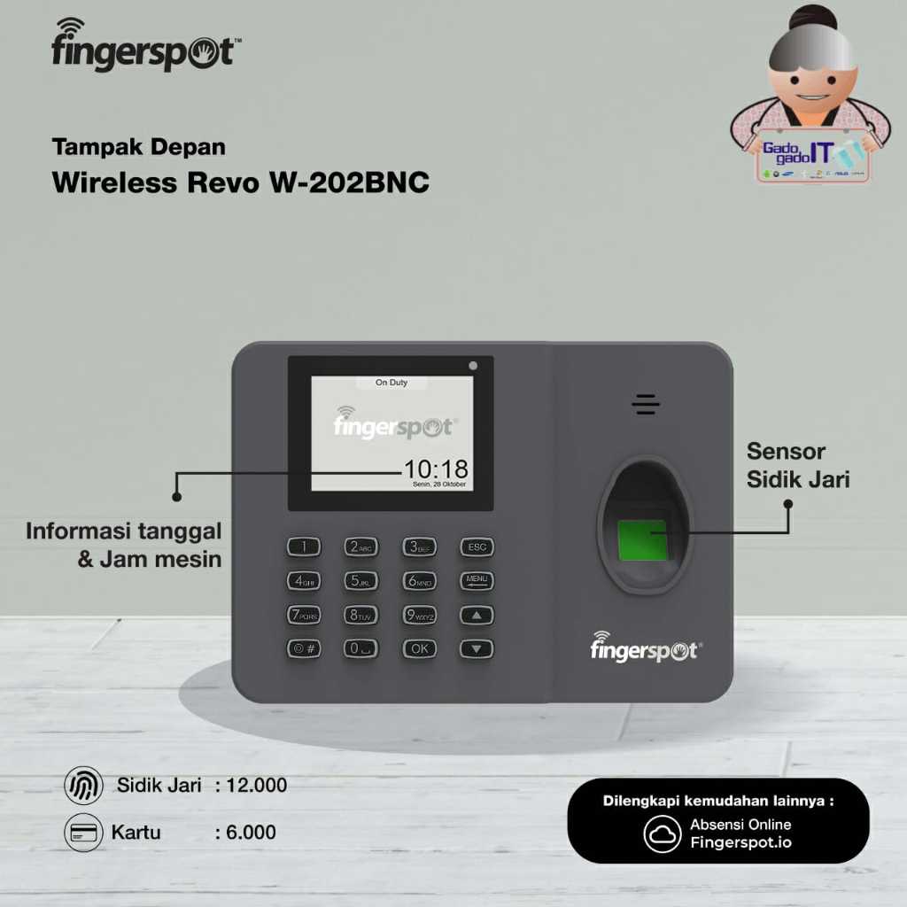 Jual Mesin Absensi Sidik Jari Fingerprint Fingerspot W 202bnc Support