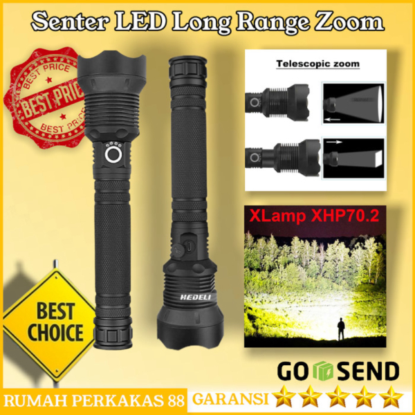 Jual Dijual Senter Led Cree XHP70.2 90000 Lumens Zoom Long Range Super ...