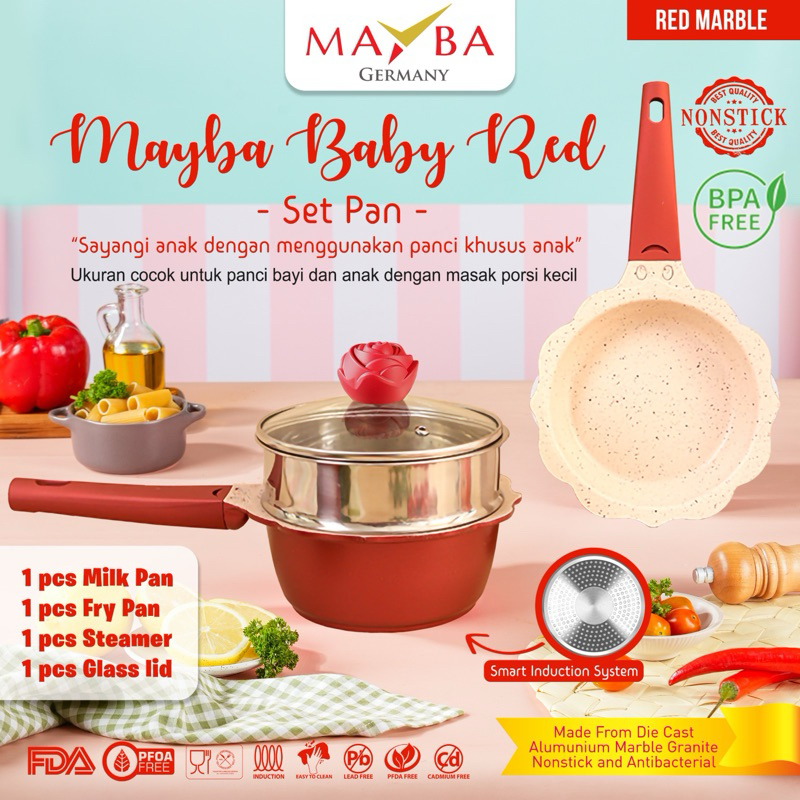 Jual Mayba Set Panci Mpasi Baby Set Pan Pcs Black Cream Lavender Red