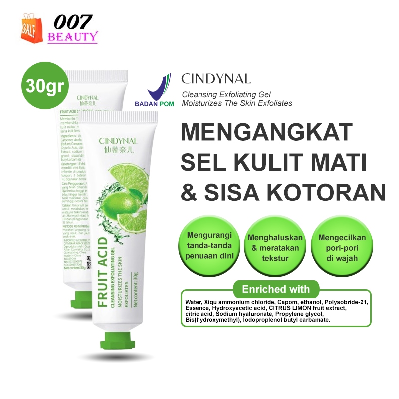 Jual Bpom Cindynal Fruit Acid Exfoliating Gr Facial Glowing Blackhead Cleaner Body