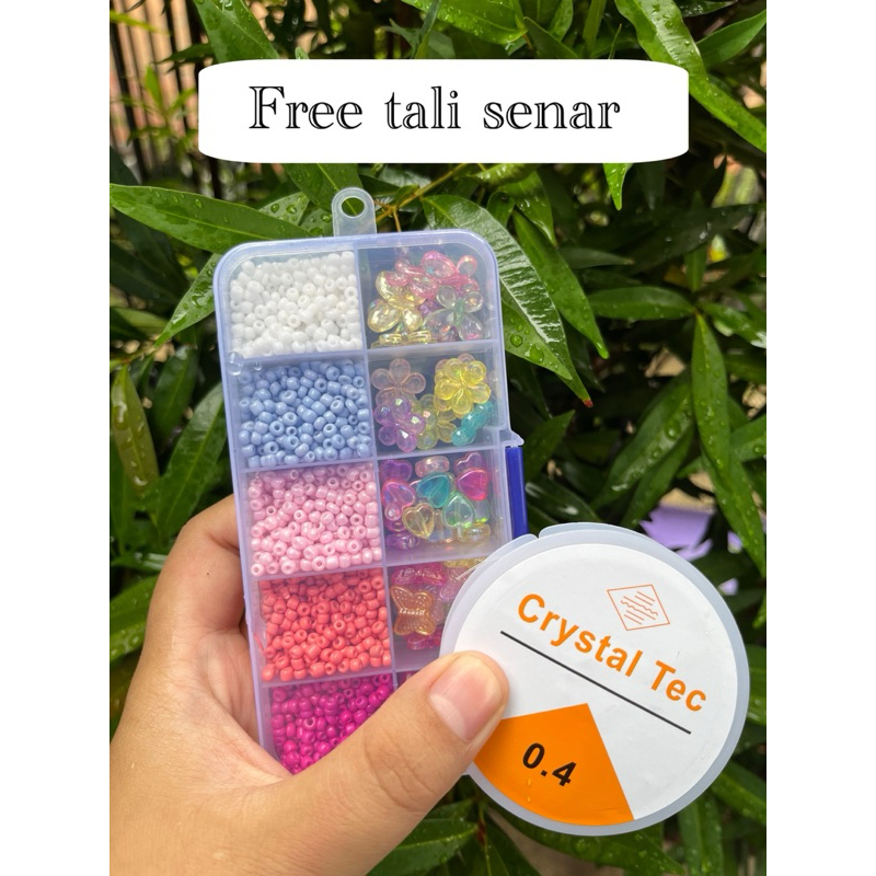 Jual paket manik pasir mix mote ac bening sudah termasuk tali senar ...