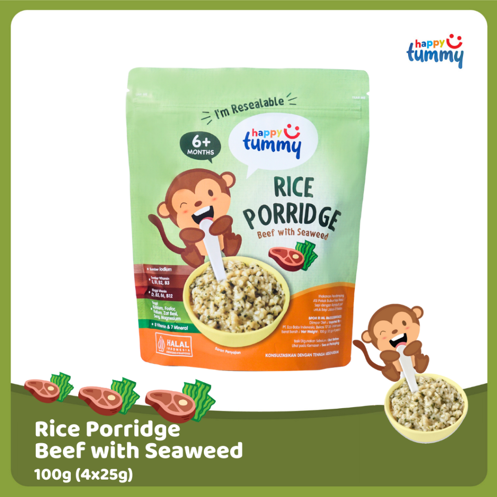Jual Happy Tummy Rice Porridge Beef with Seaweed | Shopee Indonesia