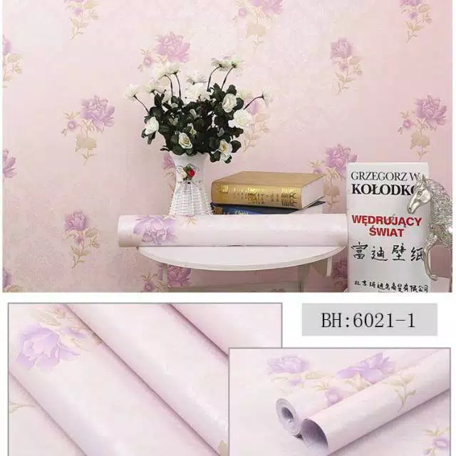 Jual Wallpaper Dinding Ukuran 45cm X 10 M Motif Rose Violet Shopee