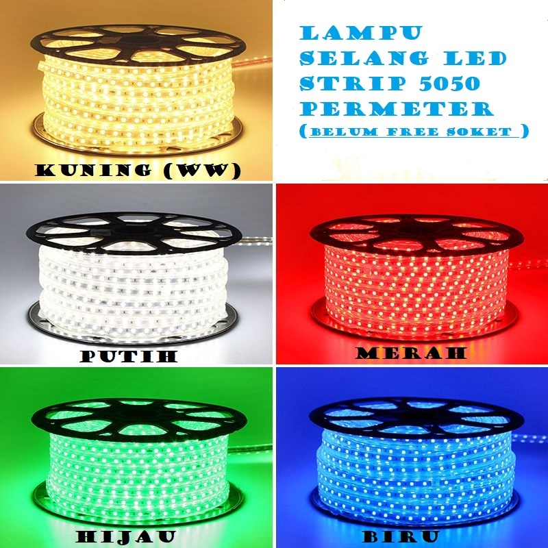 Jual Lampu Selang Led Strip 5050 1 Meter Lampu Led Strip Selang 5050 Shopee Indonesia 