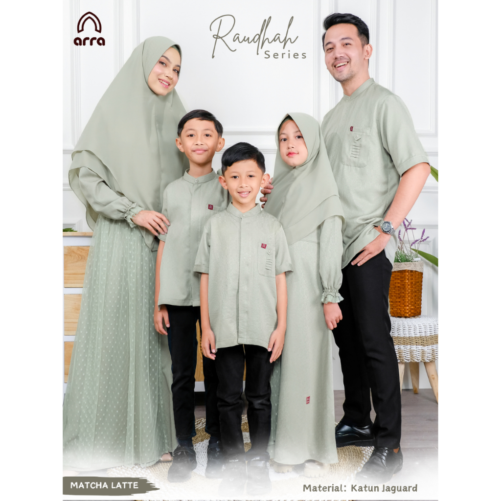 Jual ARRA - Sarimbit Raudhah (Koko, Gamis, Kerudung) Warna Matcha Bahan ...