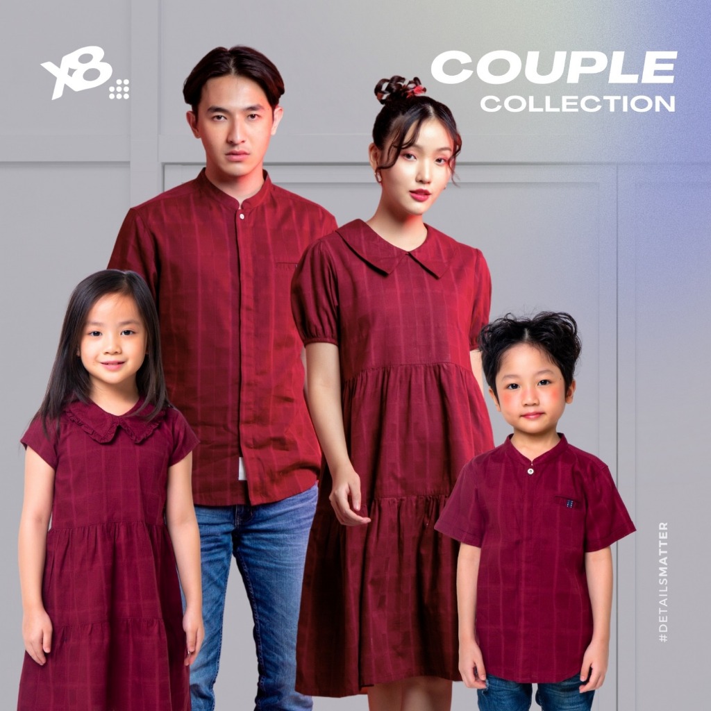 Jual X8 Carya Shirt Couple Family - baju couple keluarga merah | Shopee 