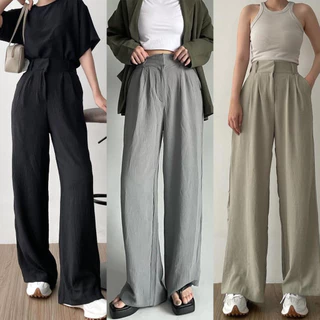 Celana Kulot Highwaist Crinkle Flowy Premium