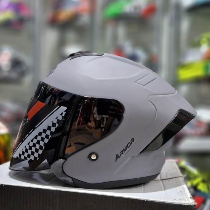 Jual HELM JS ARMOR SOLID GREY DOFF HELM OPEN FACE | Shopee Indonesia